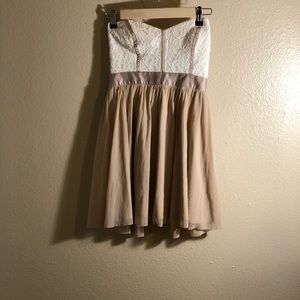 ASOS Skater Dress with Lace Bustier in Champagne